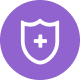 A medical shield in a purple circle representing regardless of inhibitor status.