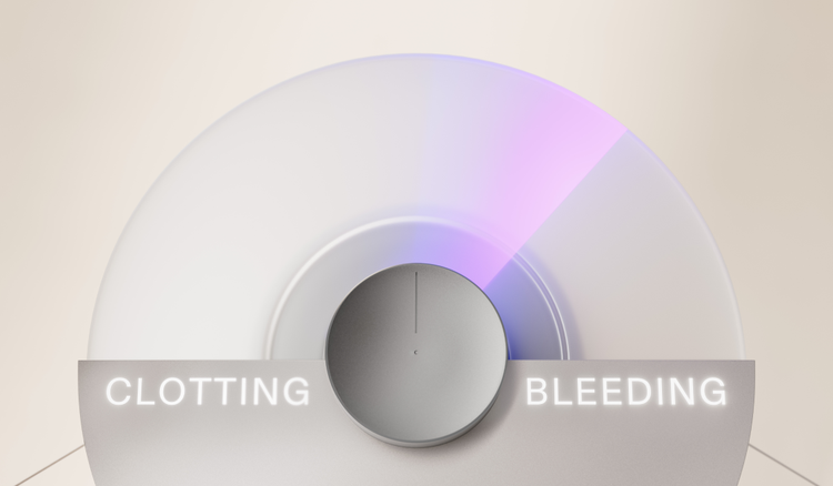 A scale labeled with the words clotting and bleeding