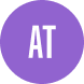 The letters AT in a purple circle to represent antithrombin (AT).